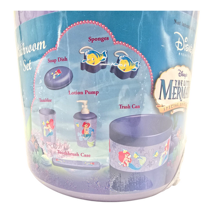 Set de juego de Baño de 7 piezas Vintage La Sirenita. Incluye bote, jabonera, esponjas, caso, Porta jabón, estuche de cepillo De dientes