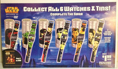 Burger King Happy Meal Star Wars Relojes reversibles doble vista con lata coleccionables año 2005 (Necesitan Batería por la Edad)