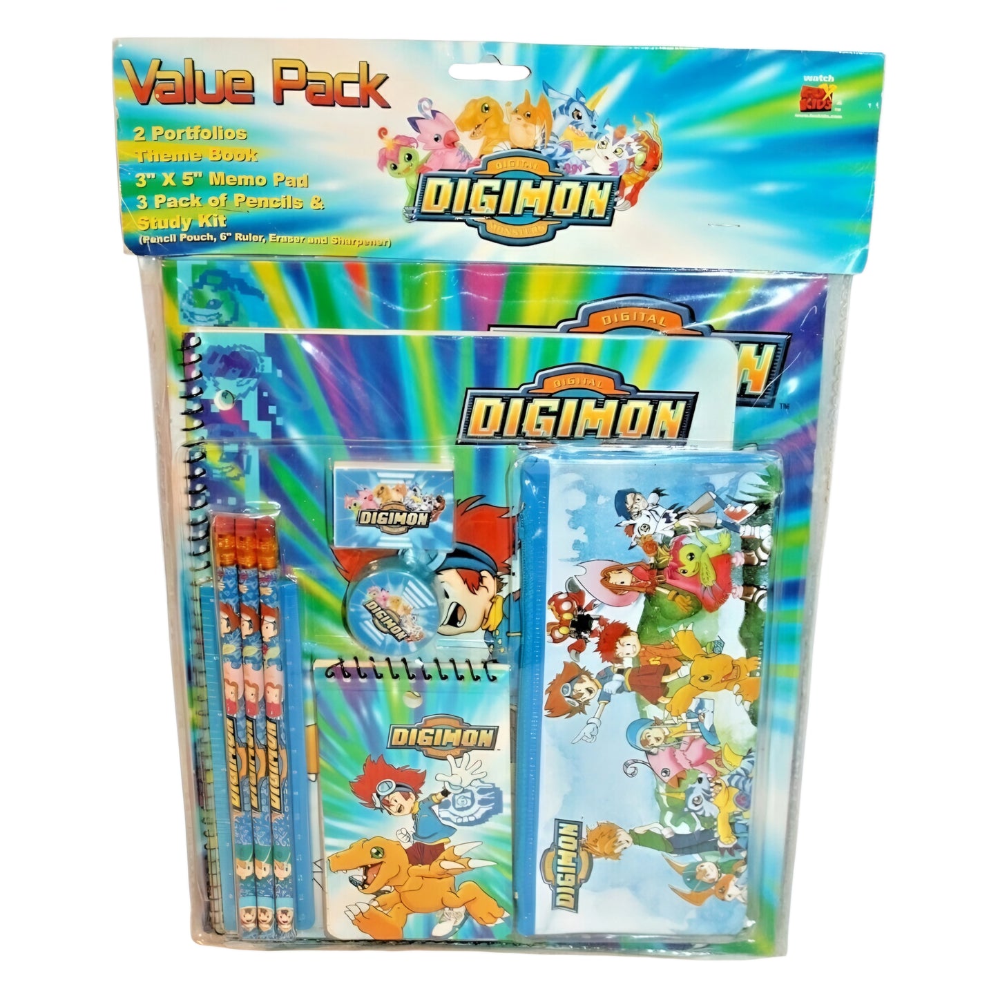 Set de Papelería vintage Digimon año 2000s 11 piezas