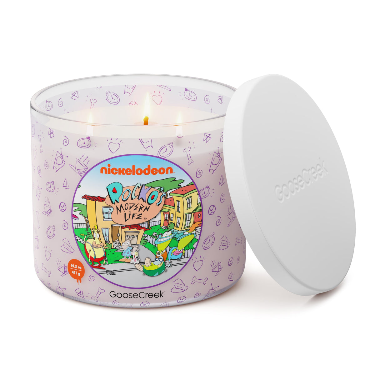 Rocko's Modern Life Nickelodeon 3-Wick Candle - vela prendida