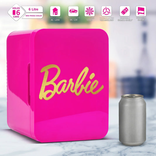 Mini refrigerador portátil Barbie Frigobar para 6 latas 4 lts 25x18.8x24.6 cms aprox