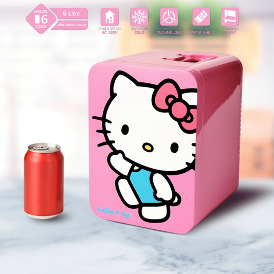 Mini refrigerador portátil Hello Kitty Frigobar para 6 latas 4 lts 25x18.8x24.6 cms aprox