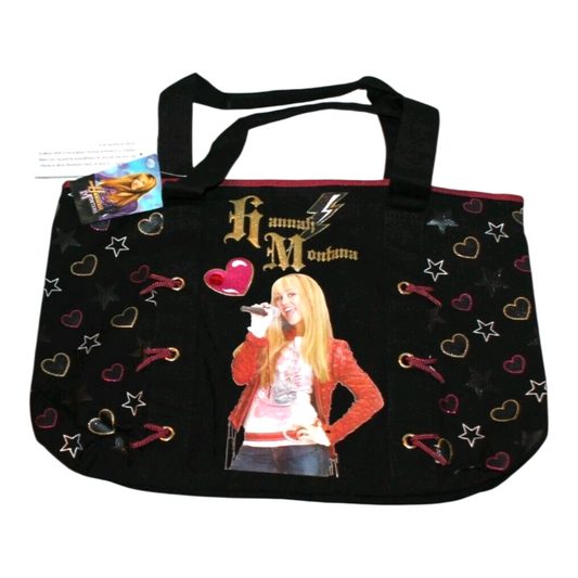 Años 2000s Hannah Montana Vintage Bolso plano loneta con cierre 44x31 cms aprox
