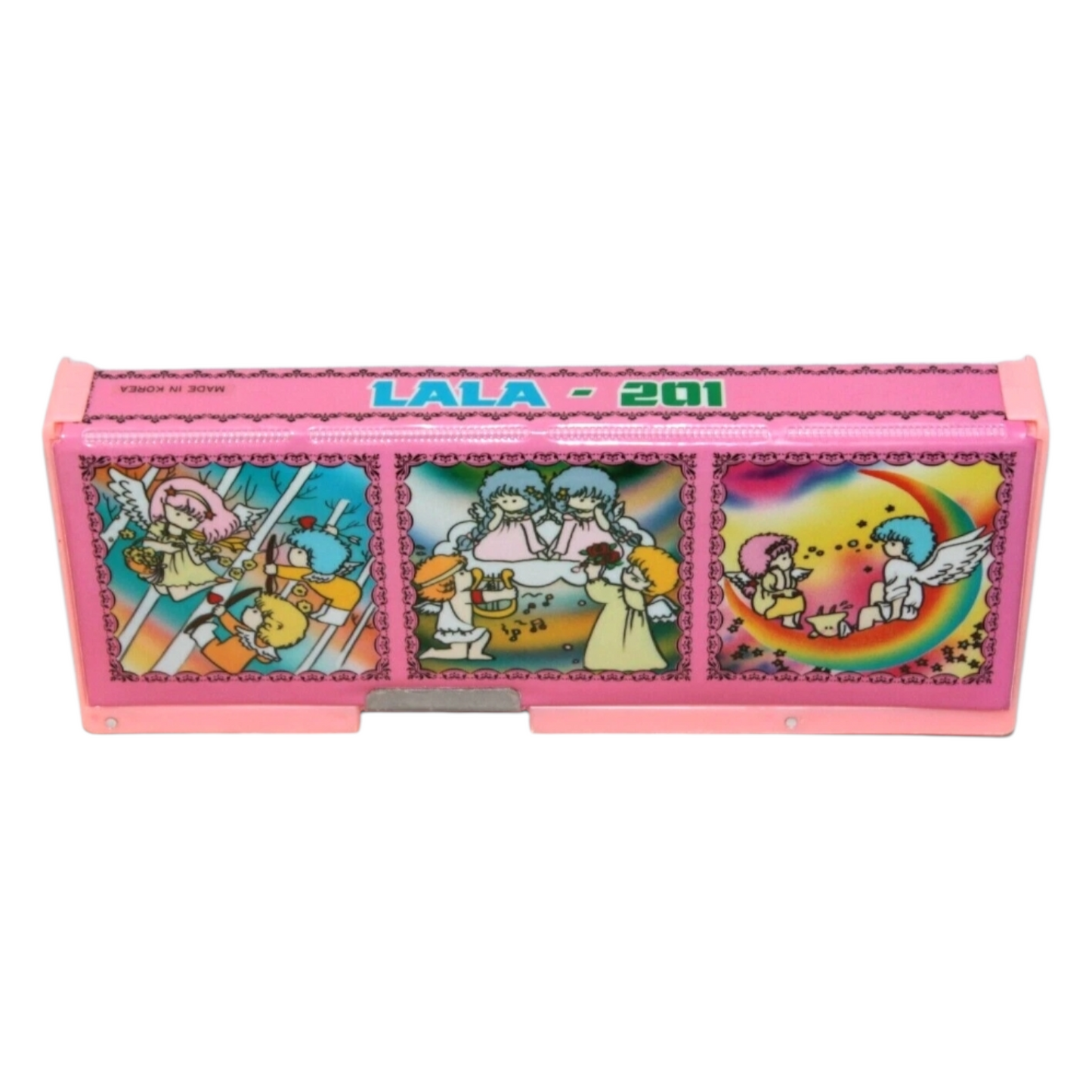 Estuche Vintage Mecánico Magnético Asiático Corea año 1992 Lala tipo Little Twin Stars