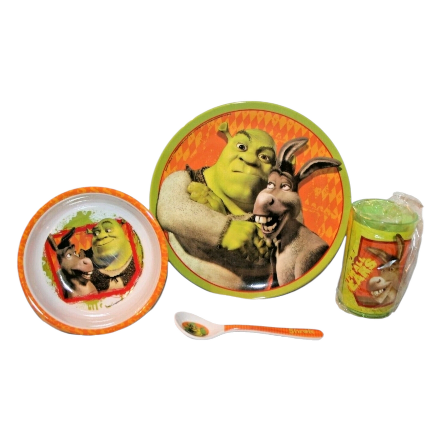 Set de platito vintage de melamina acrílicos pequeños Shrek