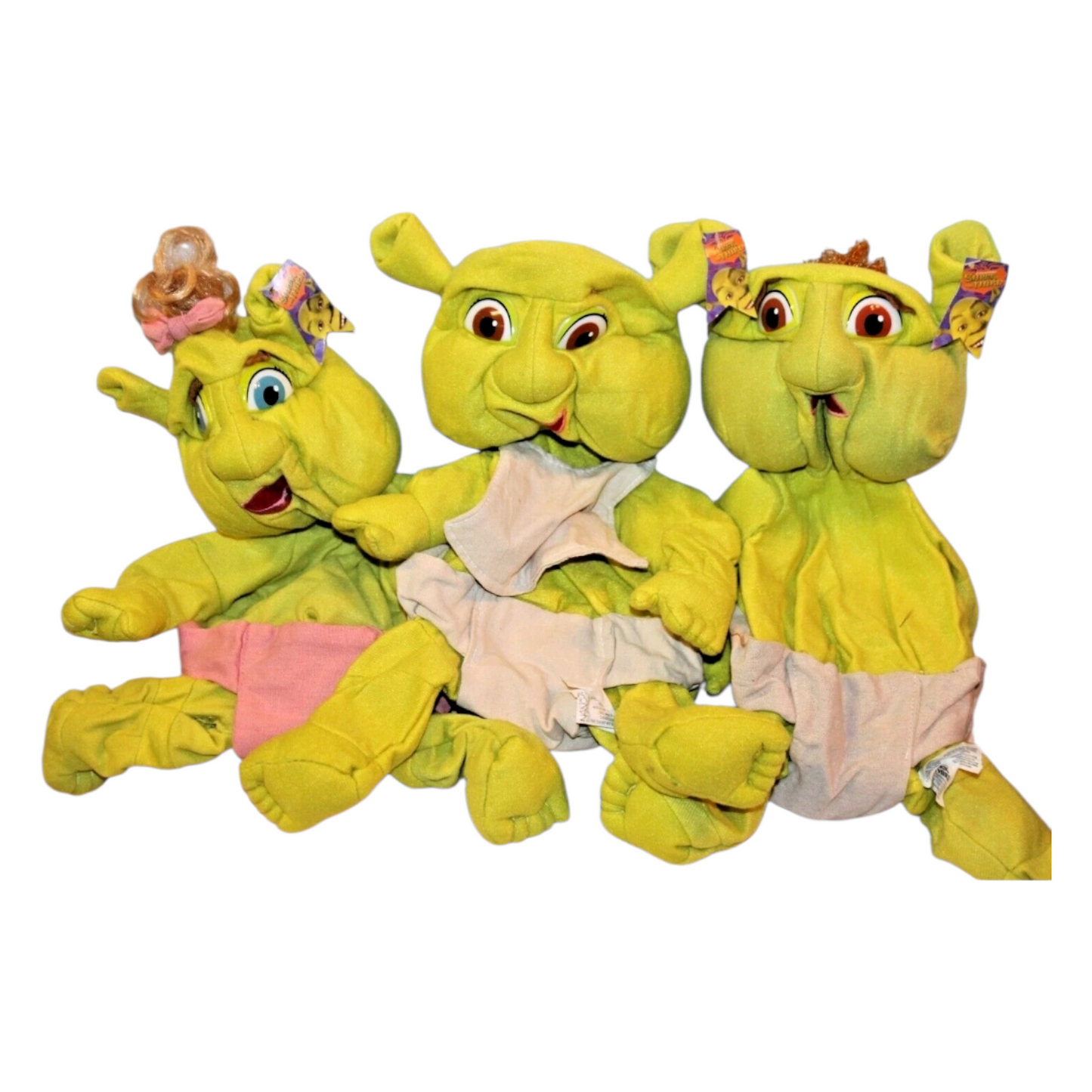 Bebés Shrek de Peluche Para rellenar set de 3 vintage 34 cms aprox