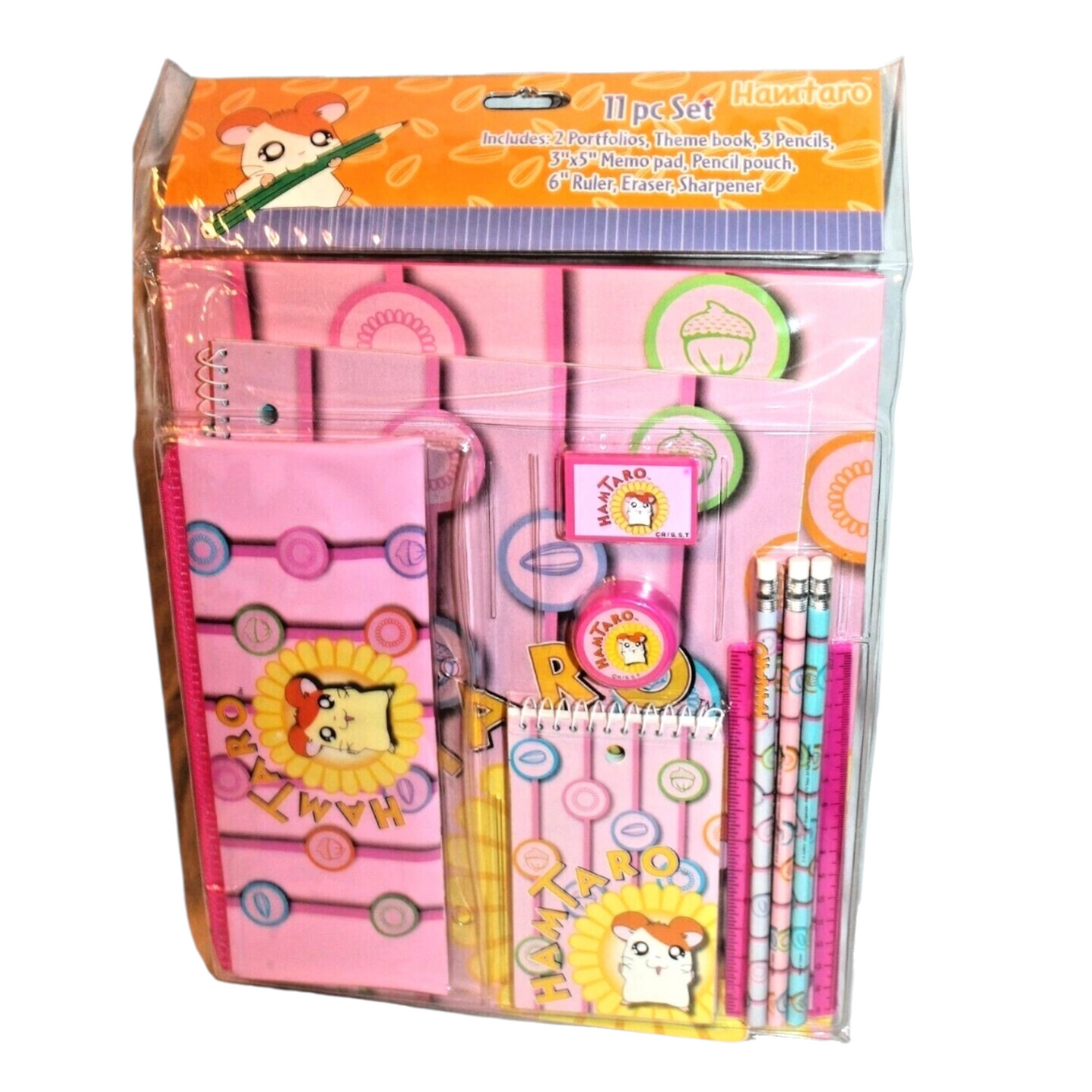 Set de Papelería Hamtaro vintage año 2000s 11 piezas