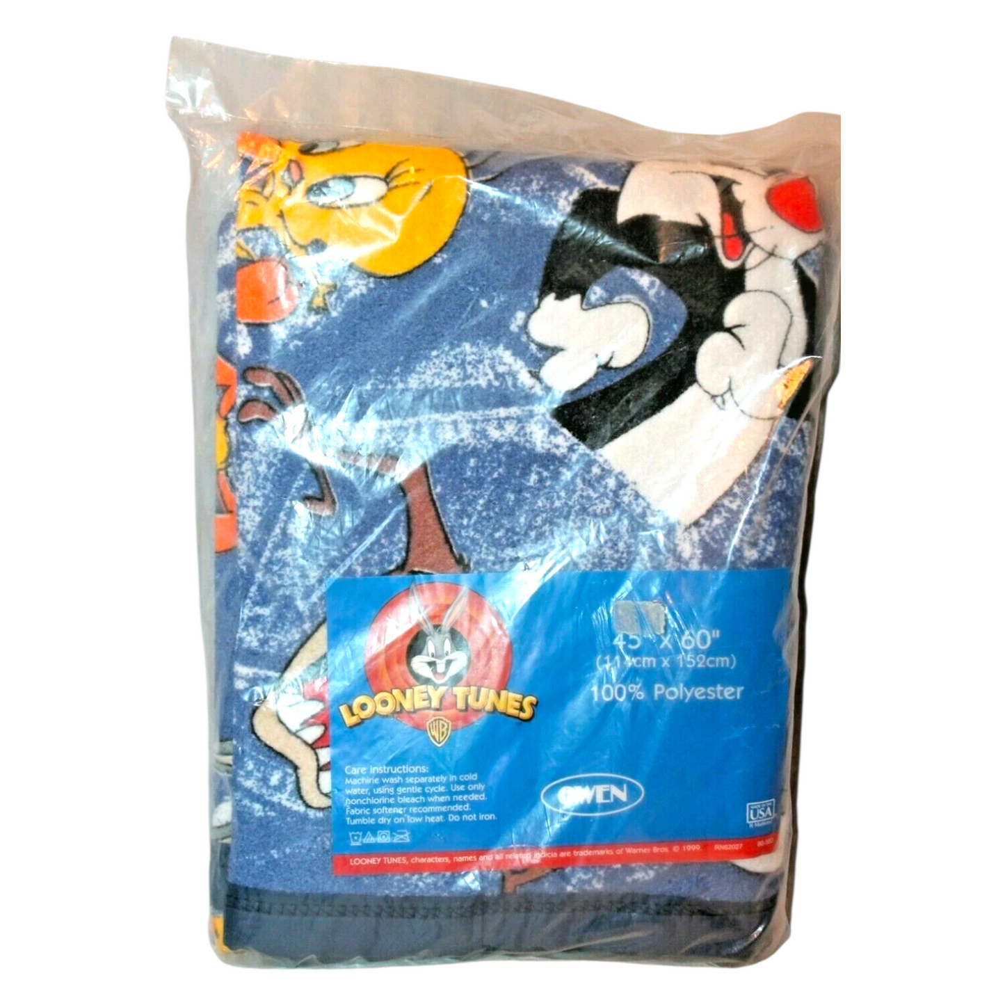 Cobija vintage looney tunes año 1999 114x152 cms