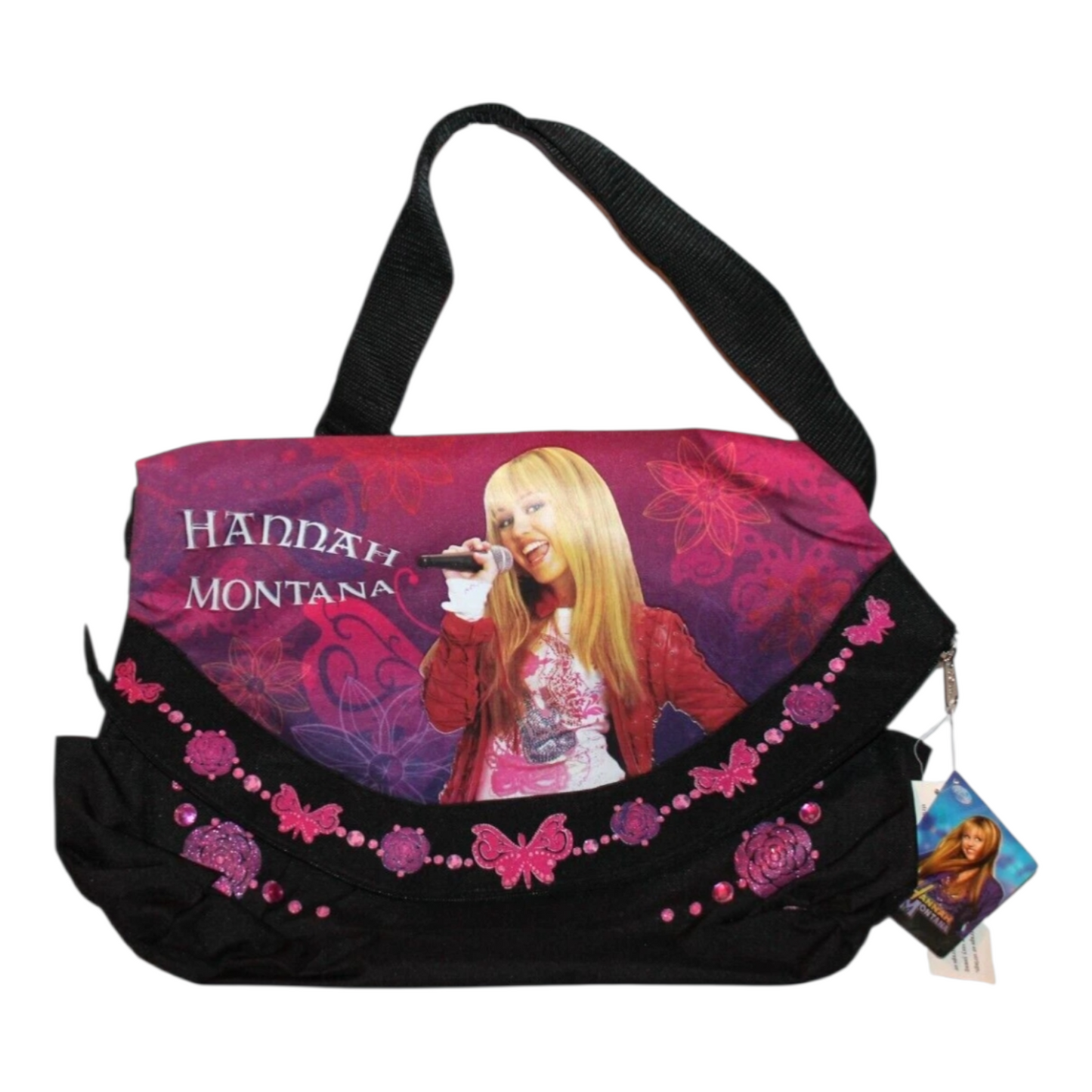 Años 2000s Hannah Montana Vintage Bolso plano loneta con cierre 44x31 cms aprox