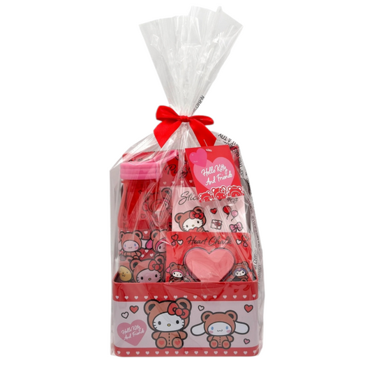 Hello Kitty Giftset con stickers, gis, rompecabezas, botella y caja de latón