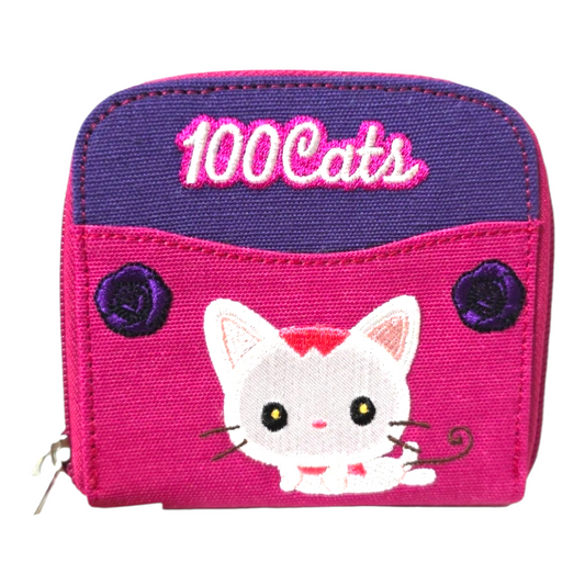 🍀ULTRA RARO🍀 Sanrio 100 Cats Kitty Merry Francesca Cartera Monedero vintage Año 2000 marca Pyramid. Original con Licencia.