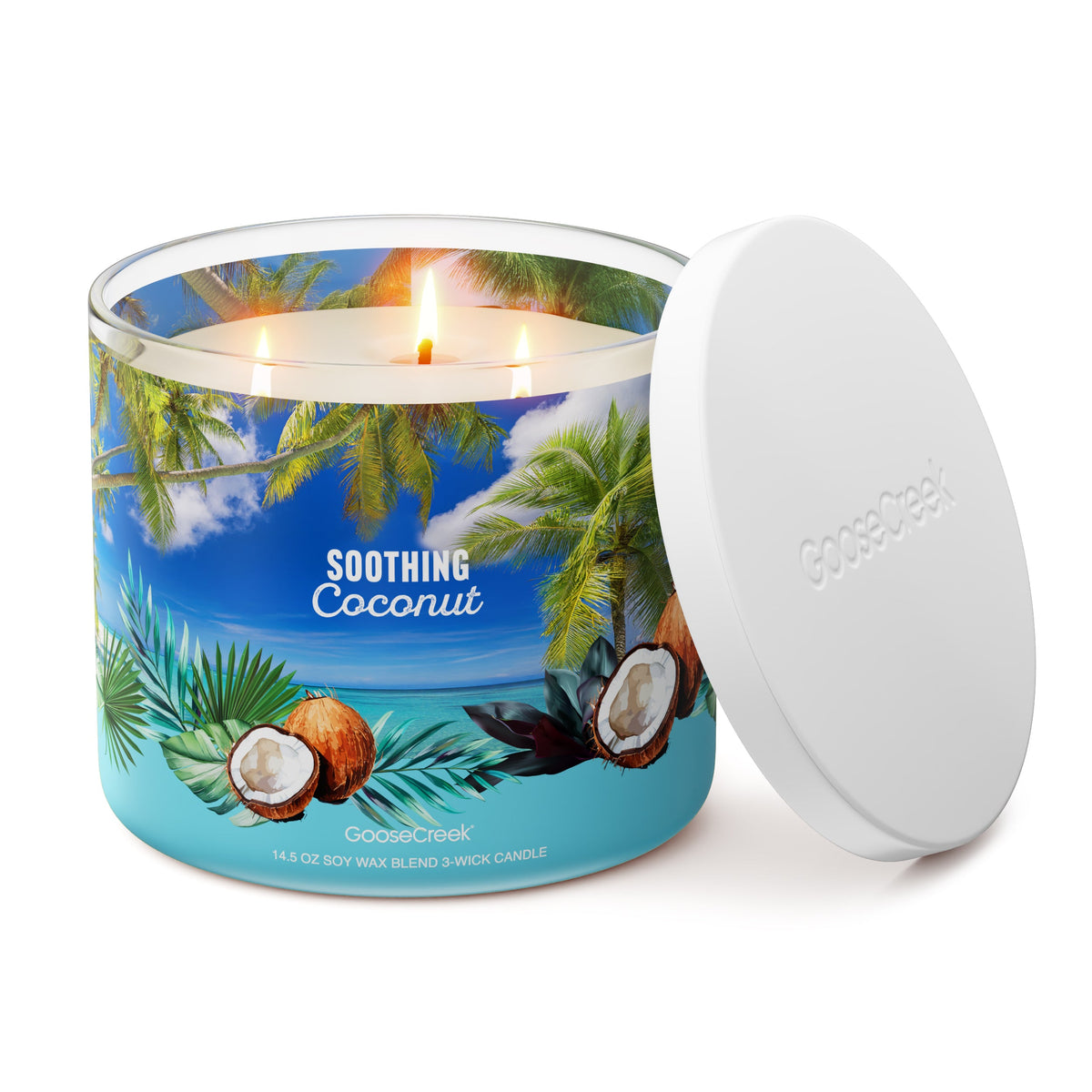 Goose Creek Soothing Coconut - vela prendida