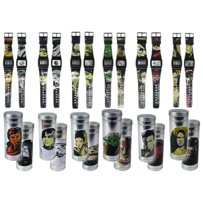 Burger King Happy Meal Star Wars Relojes reversibles doble vista con lata coleccionables año 2005 (Necesitan Batería por la Edad)