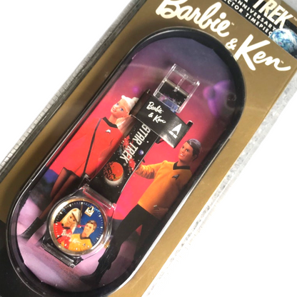 Reloj Vintage Star Trek 30 Aniversario Barbie y Ken con cajita Coleccionable Año 1996 (necesita batería nueva seguramente)