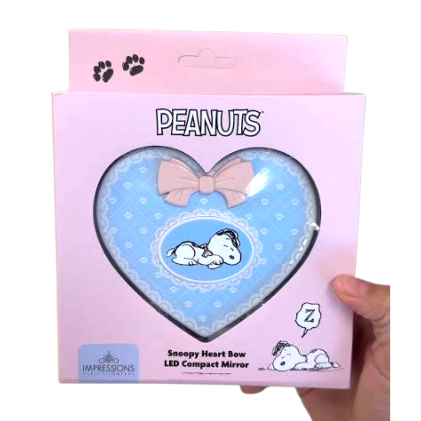 Impressions Vanity Snoopy Peanuts Espejo portátil. Con luz led touch y aumento. Recargable