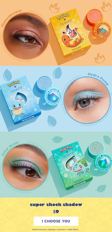 Sombras individuales Pokémon x Colourpop