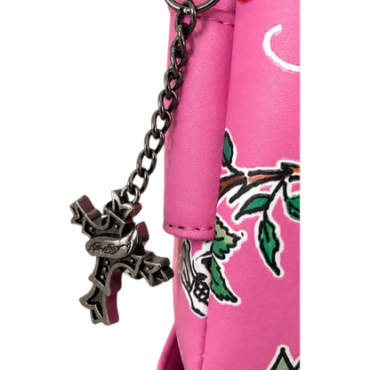 Bolsa de hombro rosa Ed Hardy con remaches