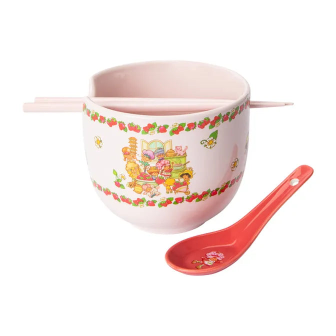 Tazón de Cerámica con cubiertos palillos asiático cerámica Ramen bowl Rosita Fresita Strawberry Shortcake