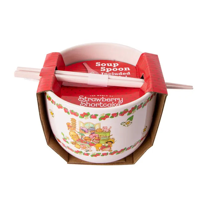 Tazón de Cerámica con cubiertos palillos asiático cerámica Ramen bowl Rosita Fresita Strawberry Shortcake