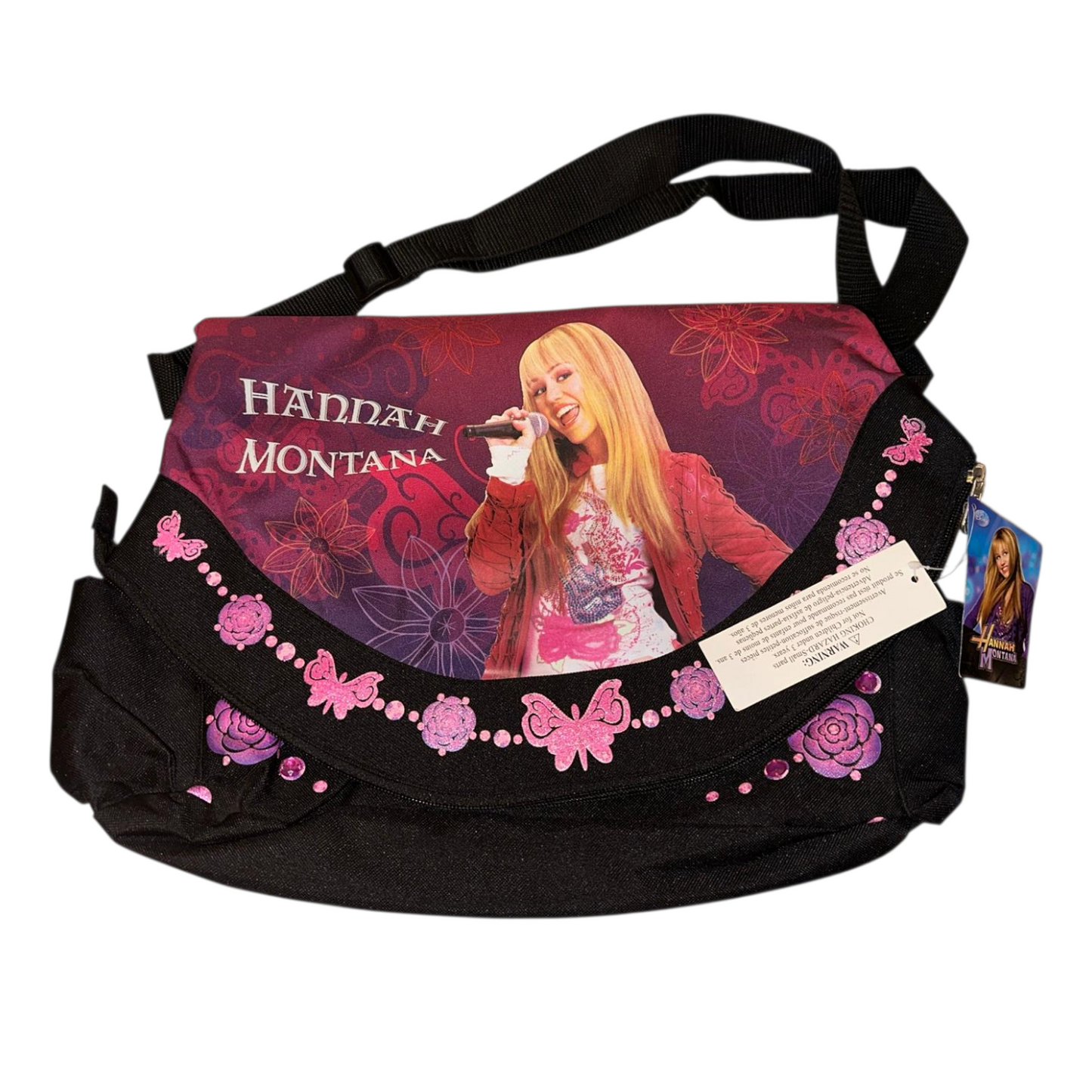 Años 2000s Hannah Montana Vintage Bolso plano loneta con cierre 44x31 cms aprox