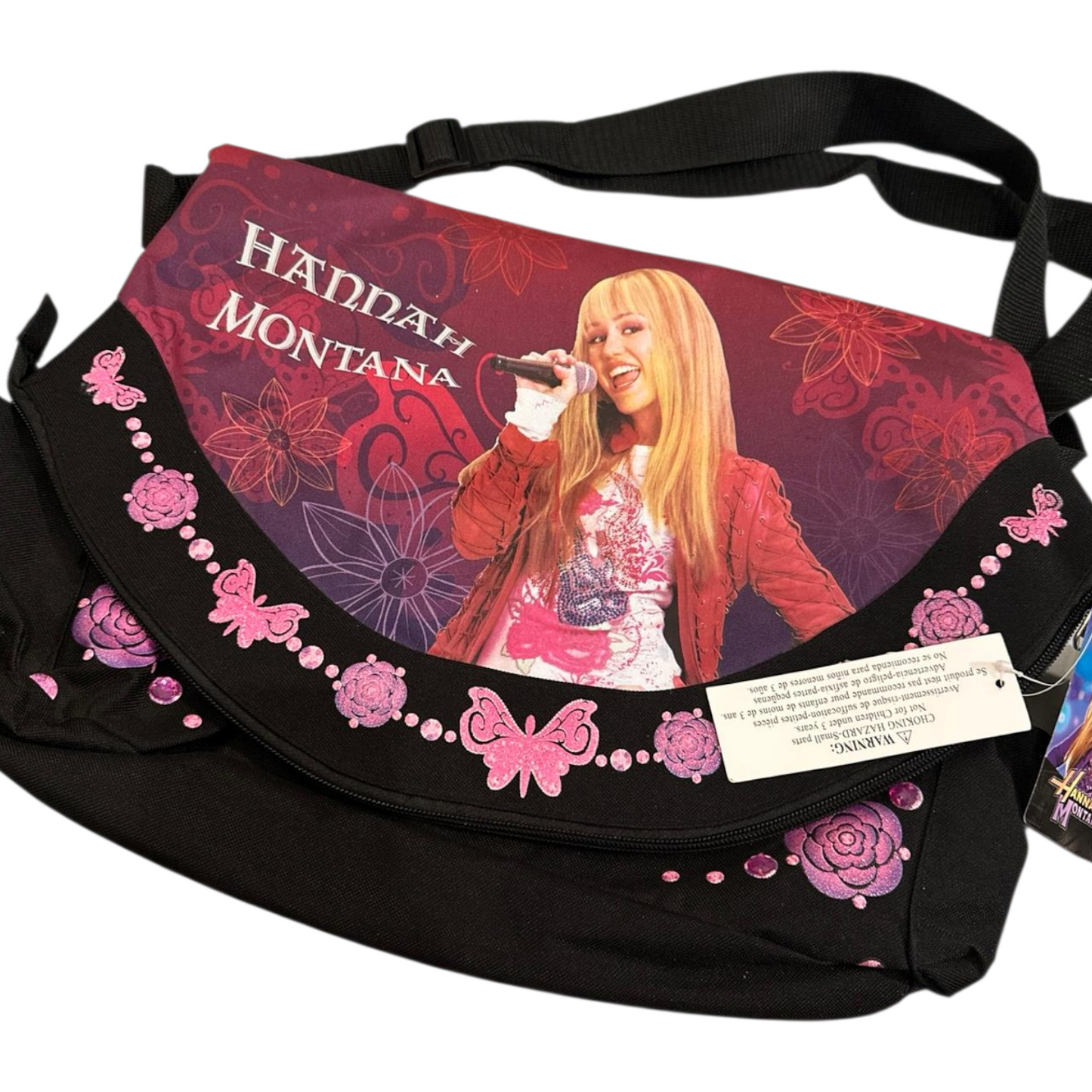 Años 2000s Hannah Montana Vintage Bolso plano loneta con cierre 44x31 cms aprox