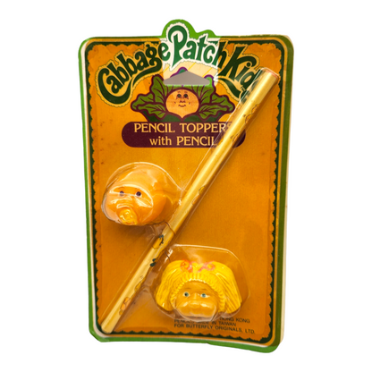 Lápiz y Pencil topper vintage Cabbage Patch. Blister dañado