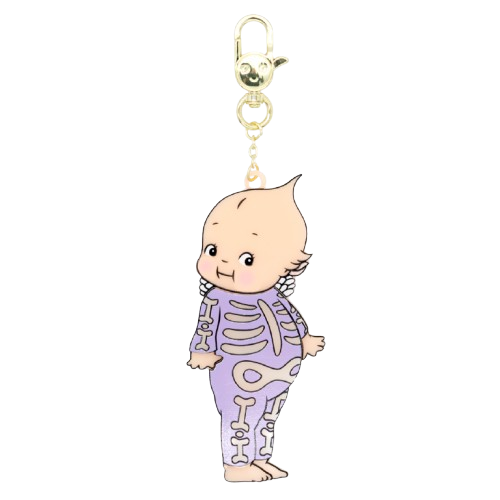 Charm de acrílico en capas “Skelebaby”  brilla en la oscuridad de Kewpie Whatever makes you happy
