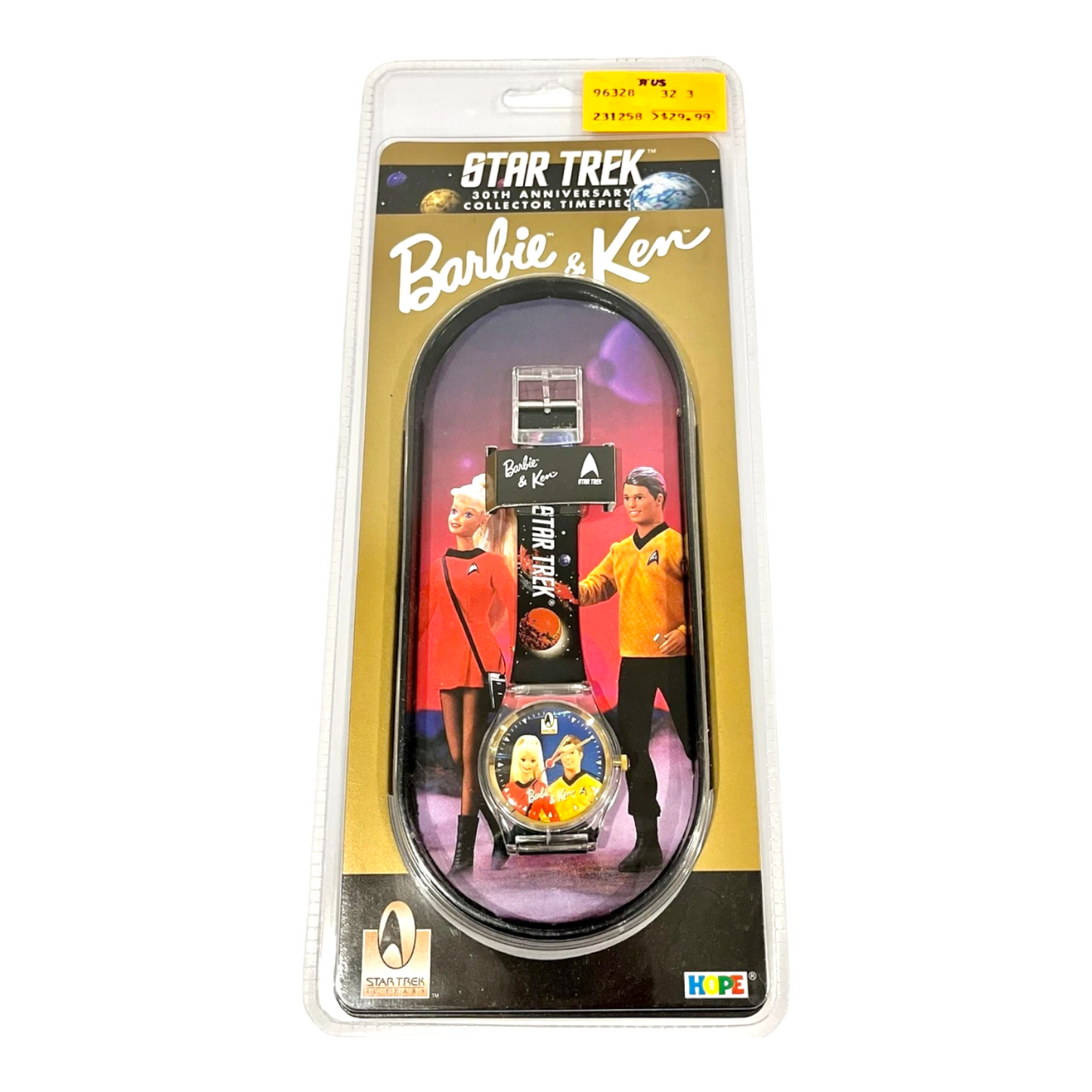 Reloj Vintage Star Trek 30 Aniversario Barbie y Ken con cajita Coleccionable Año 1996 (necesita batería nueva seguramente)